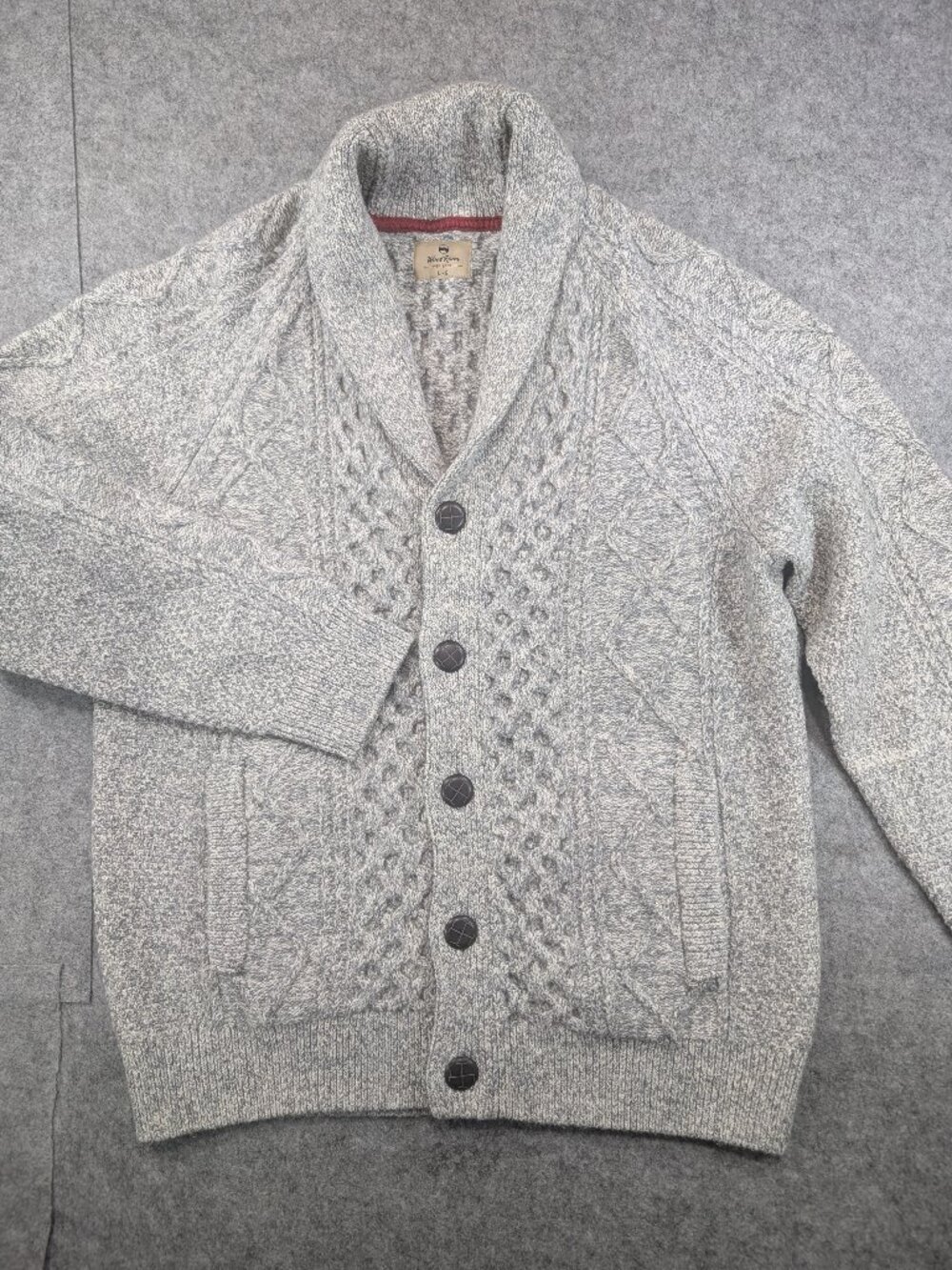 Wind River Heritage Men's Cable Knit Shawl Collar Cardigan Sweater Large